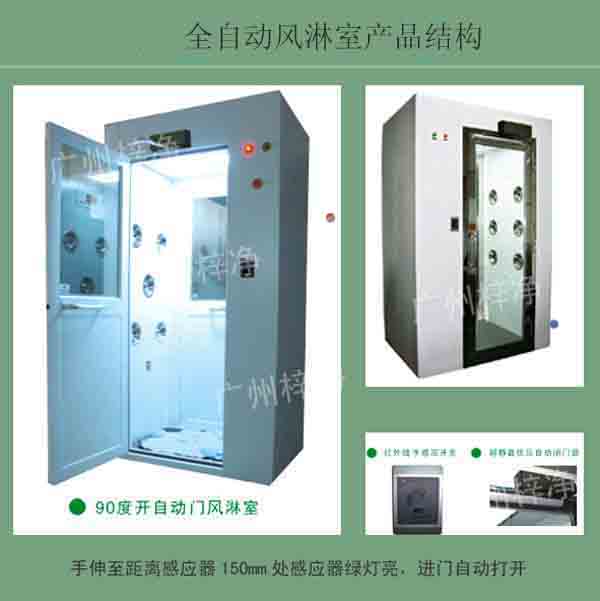 全自動(dòng)風(fēng)淋室又叫全自動(dòng)感應(yīng)吹淋器、全自動(dòng)感應(yīng)風(fēng)淋門、空氣吹淋室